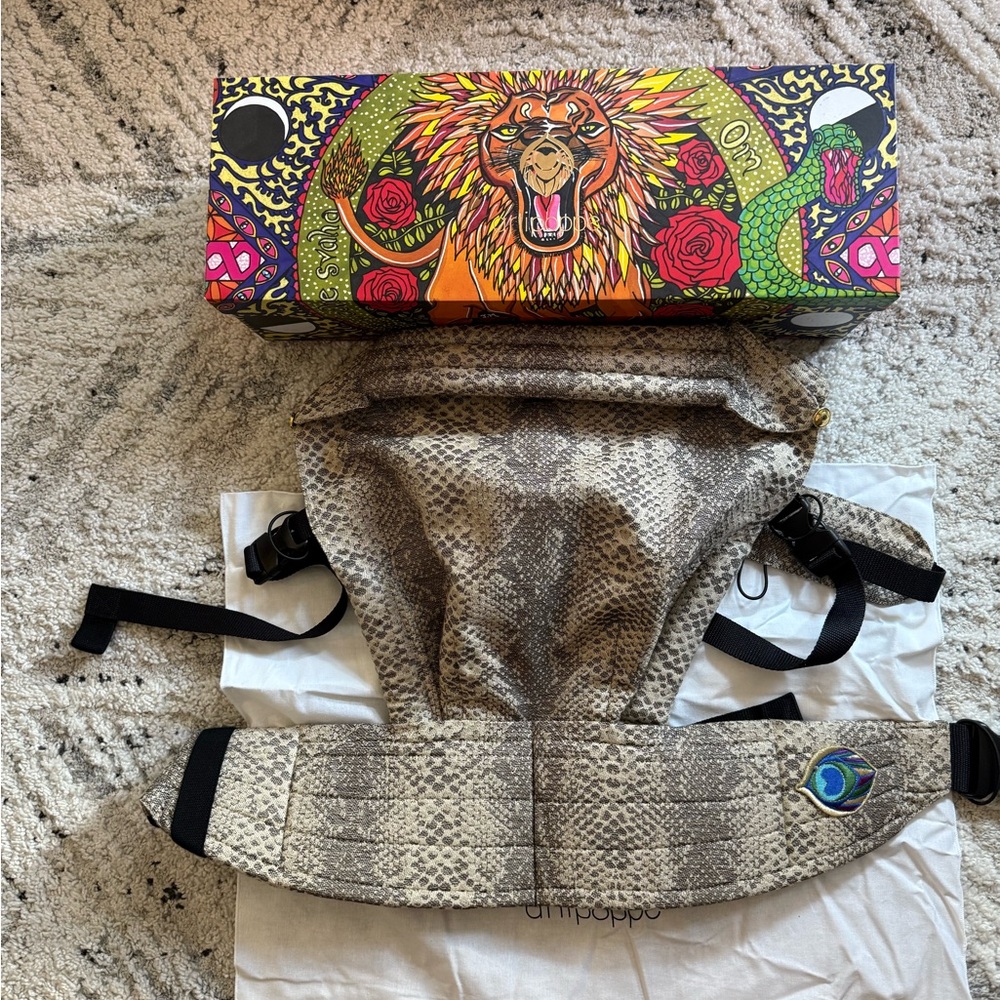 Snake Print Waist Bag with Peacock Detail